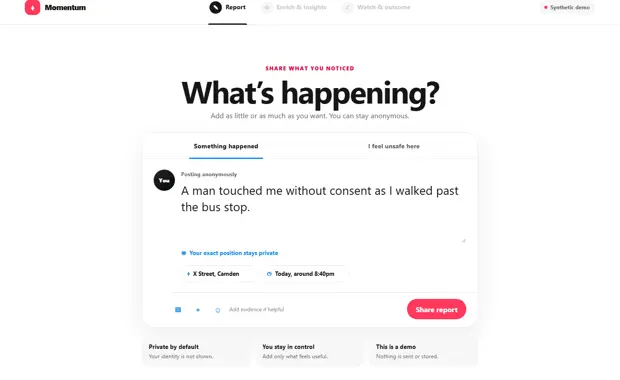 Momentum public-space safety reporting app